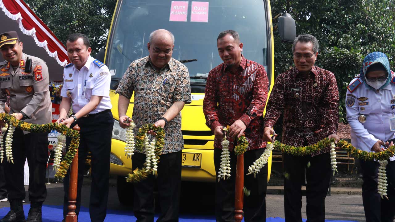 Suasana saat peresmian jalur Trans Jogja Ngabean - Palbapang di Terminal Palbapang, Bantul pada Kamis (3/11).(DOKUMENTASI HUMAS PEMKAB BANTUL)