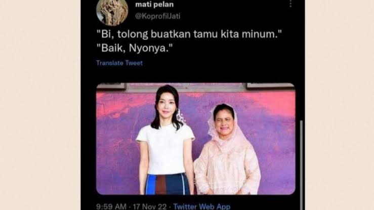 CUITAN : Unggahan akun Twitter yang diduga menghina Ibu Negara Iriana Jokowi. (TANGKAPAN LAYAR)