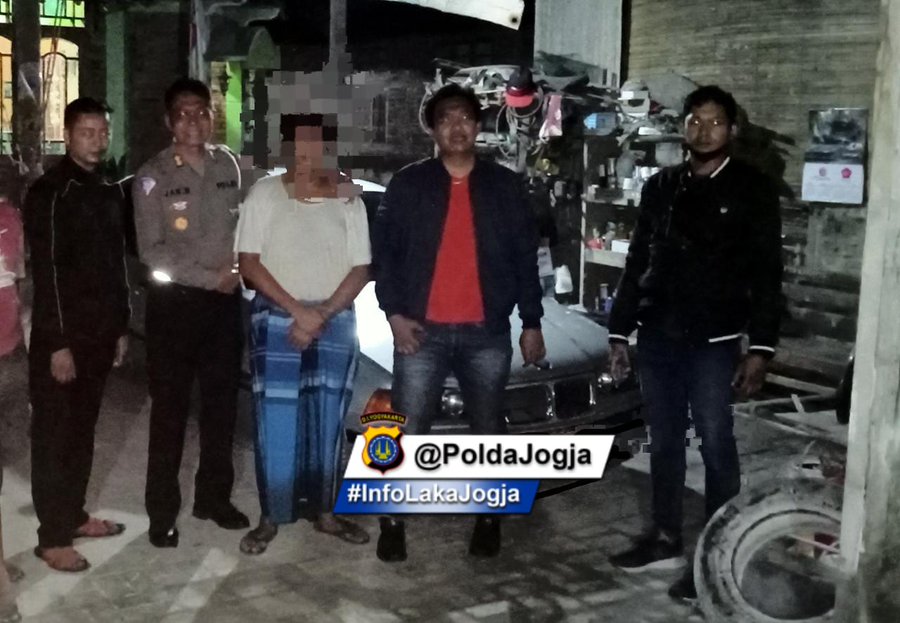 KETANGKAP : Personil gabungan Polresta Jogja dan Ditlantas Polda DIJ berhasil menangkap pelaku tabrak lari di jalan Urip Sumoharjo, Selasa malam (24/1). (ISTIMEWA)