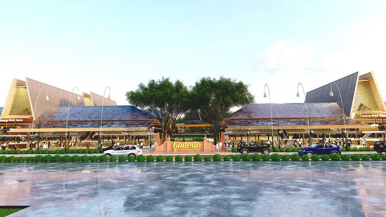 INI LHO: Wajah baru Pasar Godean yang saat ini tengah direvitalisasi. Akan dilengkapi dengan taman terbuka hijau, hingga rooftop terbuka untuk gelaran event.(Dokumentasi Bagian Prokopim Setda Sleman)