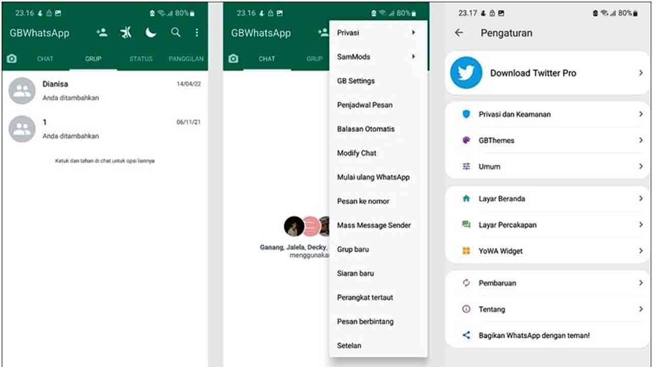 Aplikasi GB WhatsApp. (RUDI DIAN ARIFIN FOR RADAR JOGJA)