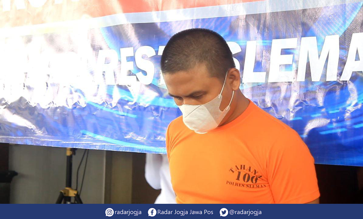 LESU : Maulana Setiawan, 32 warga Jalan Monjali, Ngaglik, Sleman ditangkap usai melakukan penganiayaan menggunakan clurit di Jalan Damai, Minggu (5/3). (ANNISSA KARIN/RADAR JOGJA)