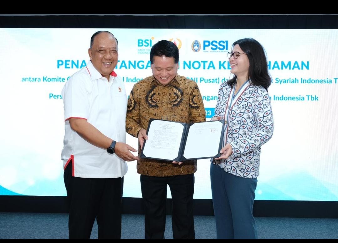 MoU : Direktur Utama BSI Hery Gunardi menunjukkan komitmen dengan Komite Olaharaga Nasional Indonesia Pusat (KONI Pusat). (BSI for RADAR JOGJA)