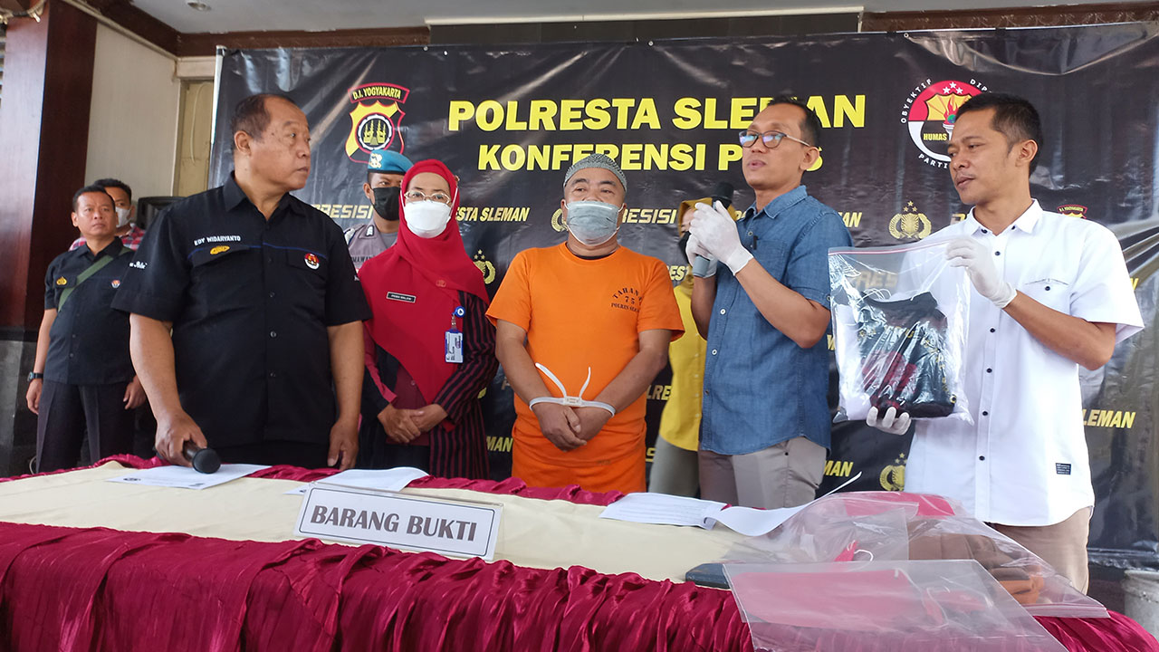 UNGKAP KASUS: Polresta Sleman merilis kasus tindak pidana pencabulan dalam tiga bulan terakhir, di Mapolresta Sleman, kemarin (4/5).(MEITIKA CANDRA LANTIVA/RADAR JOGJA)