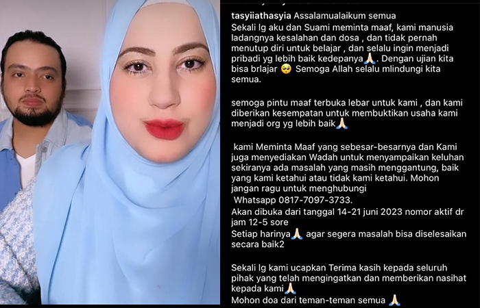 FOTO : Tasyi Athasyia akhirnya klarifikasi dan minta maaf beserta suaminya.