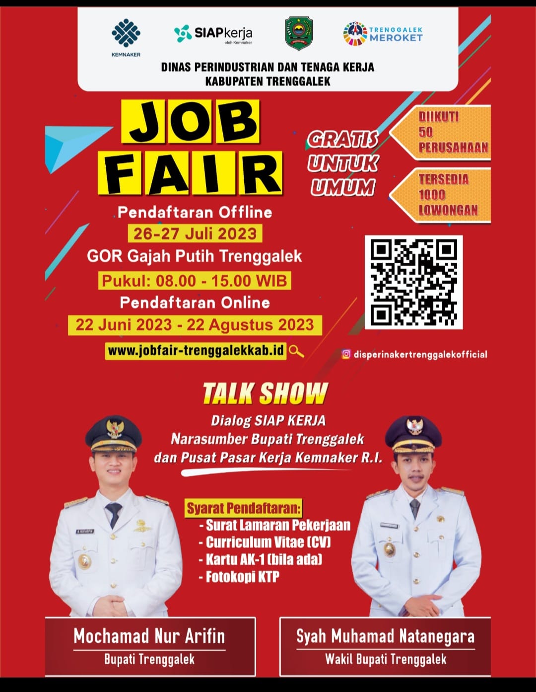 Pamflet job fair dari Disperinaker Trenggalek