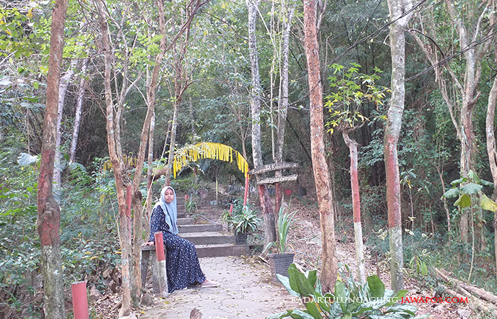 TERSEMBUNYI: Pengunjung mendaki di jalan setapak menuju Candi Mleri di Desa Bagelanan, Kecamatan Srengat.