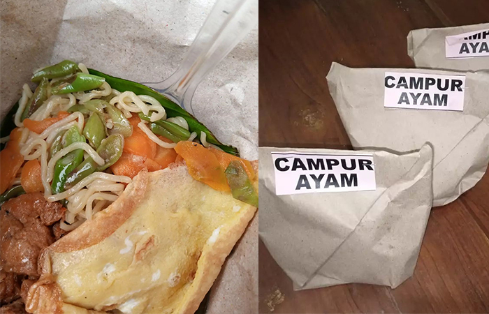 Telur Dadar dan Ayam adalah variasi lauk Nasi Bantingan yang sering laris di angkringan