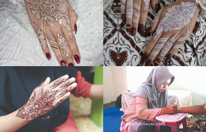 VARIATIF: Henna memiliki banyak pilihan motif dan warna. Kulit sawo matang lebih direkomendasikan menggunakan warna putih dan nude karena membuat kulit terlihat cerah.