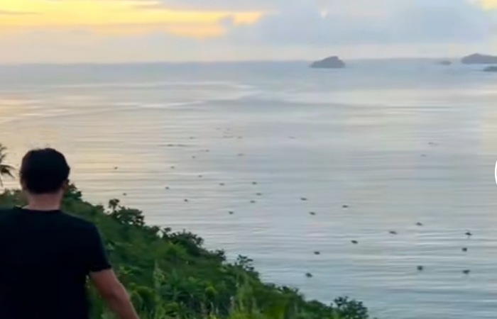 Indahnya Pantai Gemah dari JLS Tulungagung, tampak jelas sunrise yang dihadirkan.