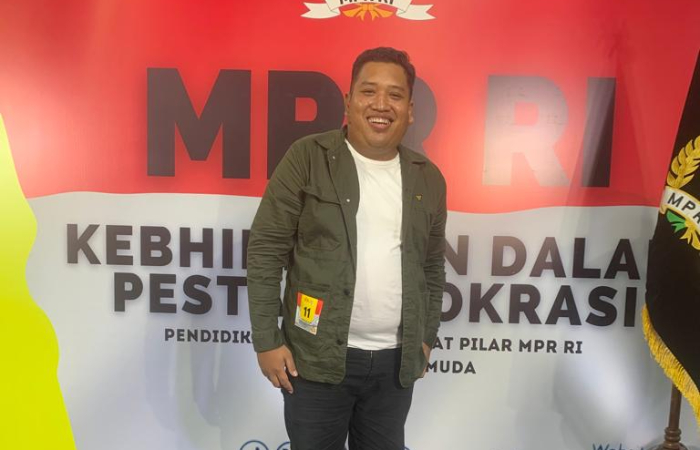 KOCOK PERUT: Muhamad Alfi Hasan alias Bounce baru saja tampil stand up comedy di gedung MPR RI, Jakarta.