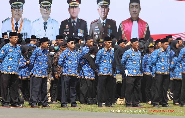 ABDI NEGARA: ASN lingkup Pemkot Blitar melaksanakan apel pagi bersama jajaran pada Agustus lalu.