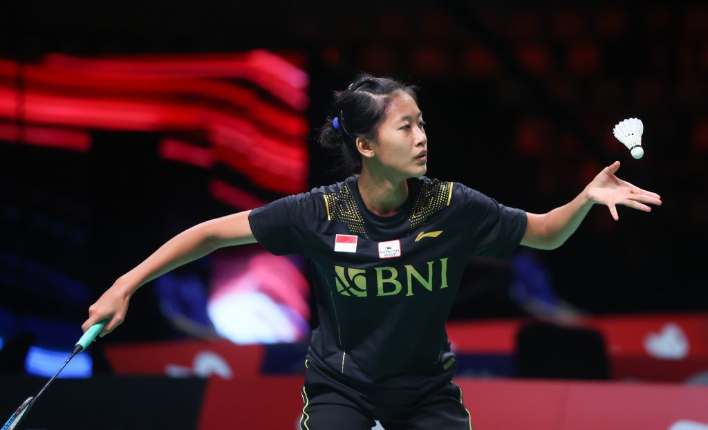 Tunggal putri Indonesia, Putri Kusuma Wardani bertanding di Hong Kong Open 2023.