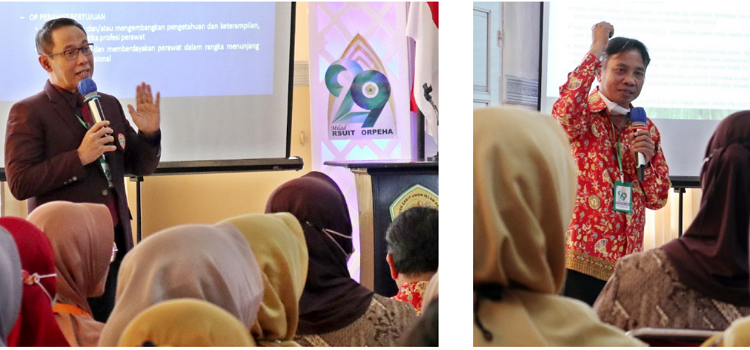 Prof  Dr H Nursalam MNurs (Hons) dan  Dr Ahsan SKp MKes saat mengisi materi keperawatan