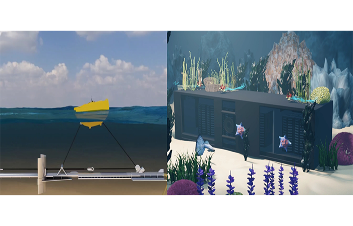 ILUSTRASI: PLTO (kiri) dan Submerged Data Center SETI.