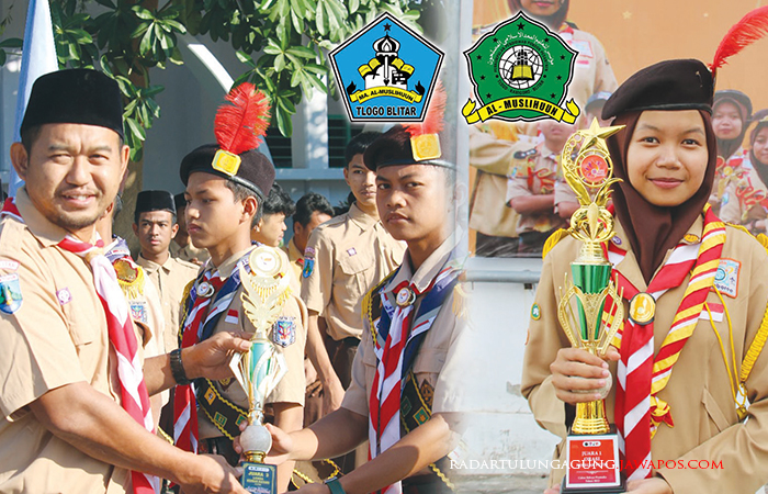 AMANAH: Kepala MA Al Muslihuun, Muhamad Mansur SSi MPdI menyerahkan piala kepada murid berprestasi.