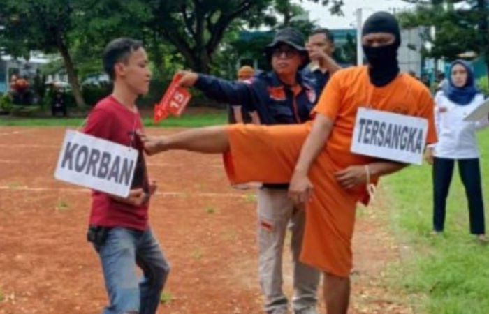 Reka adegan kasus kematian pelajar Tulungagung usai latihan pencak silat di Ngunut.