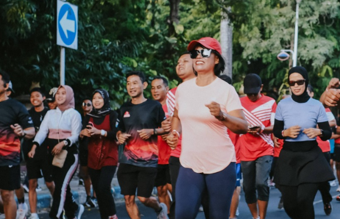 Antusiasme peserta Friday Running Community di Tulungagung.