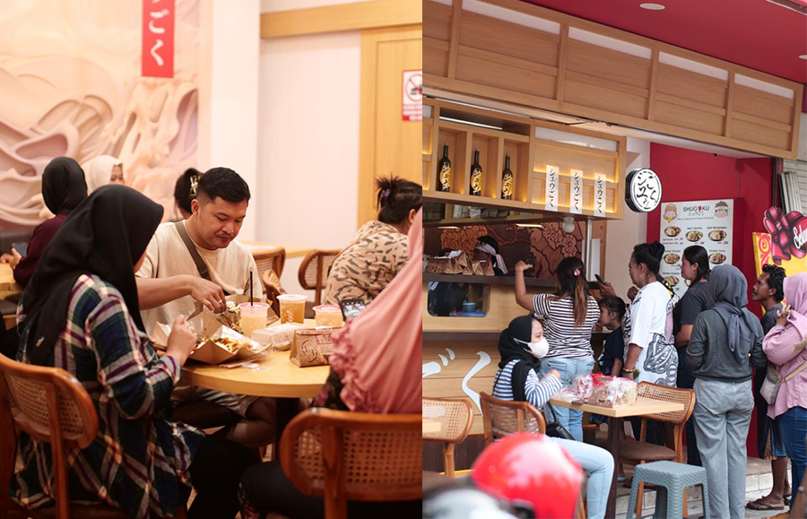 LARIS : Para pelanggan Shugoku menikmati pesanan mereka.