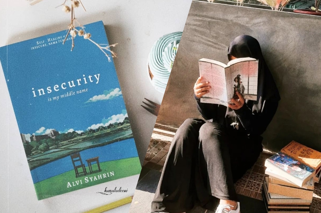 Kolase buku Insecurity karya Alvi Syahrin dan Kumala Dewi, bookstagram asal Trenggalek