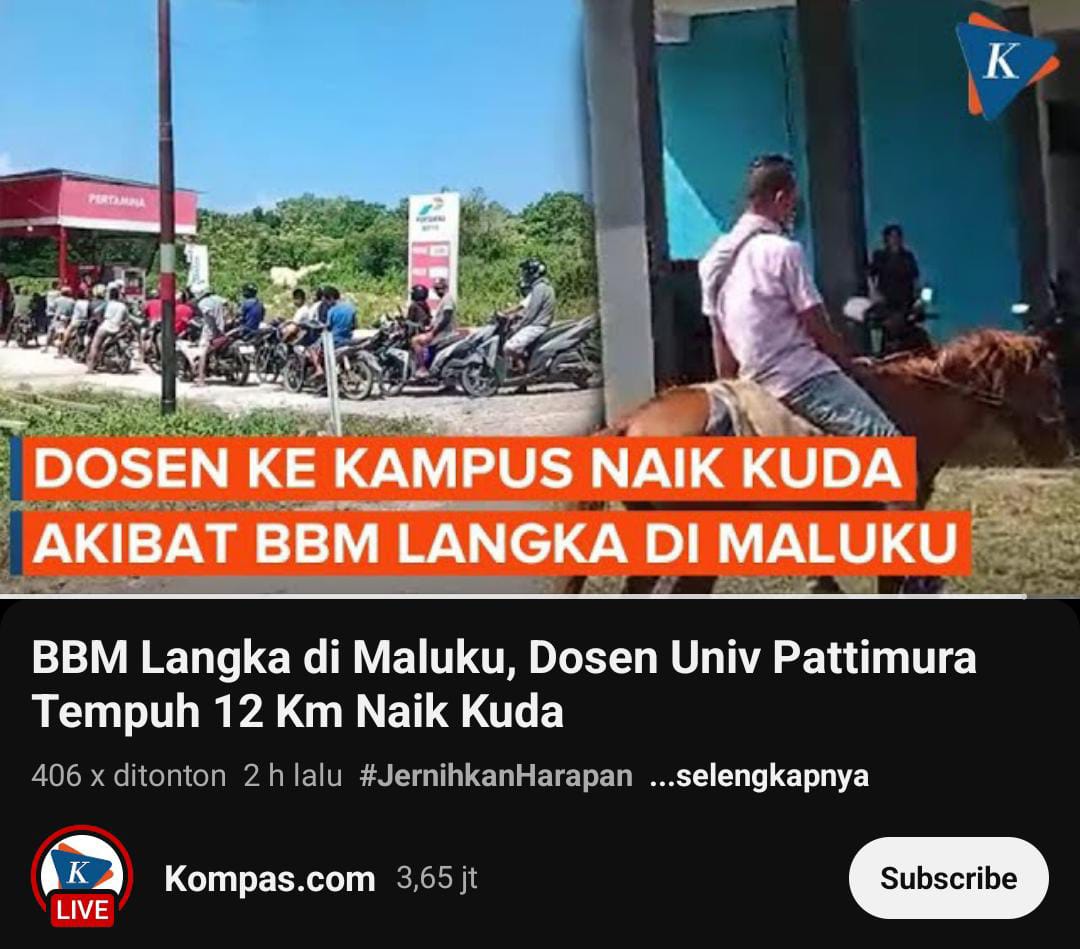Dosen ke kampus naik kuda tertangkap kamera (screenshot YouTube Kompas TV)