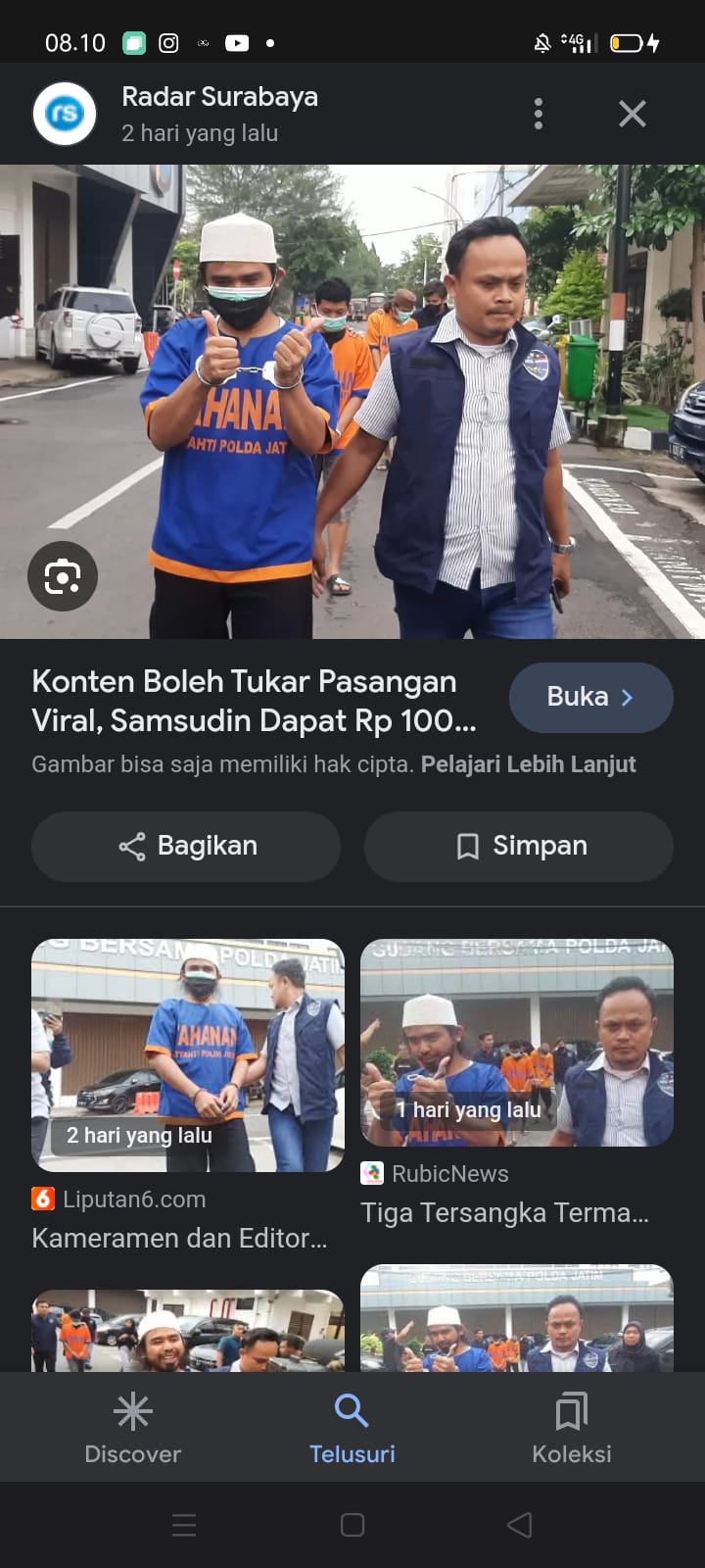 samsudin dengan baju tahanan terlihat senang