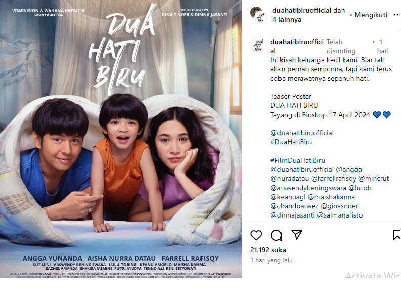 Poster dan pernyataan resmi dari pihak Starvision Tentang film Dua Hati Biru