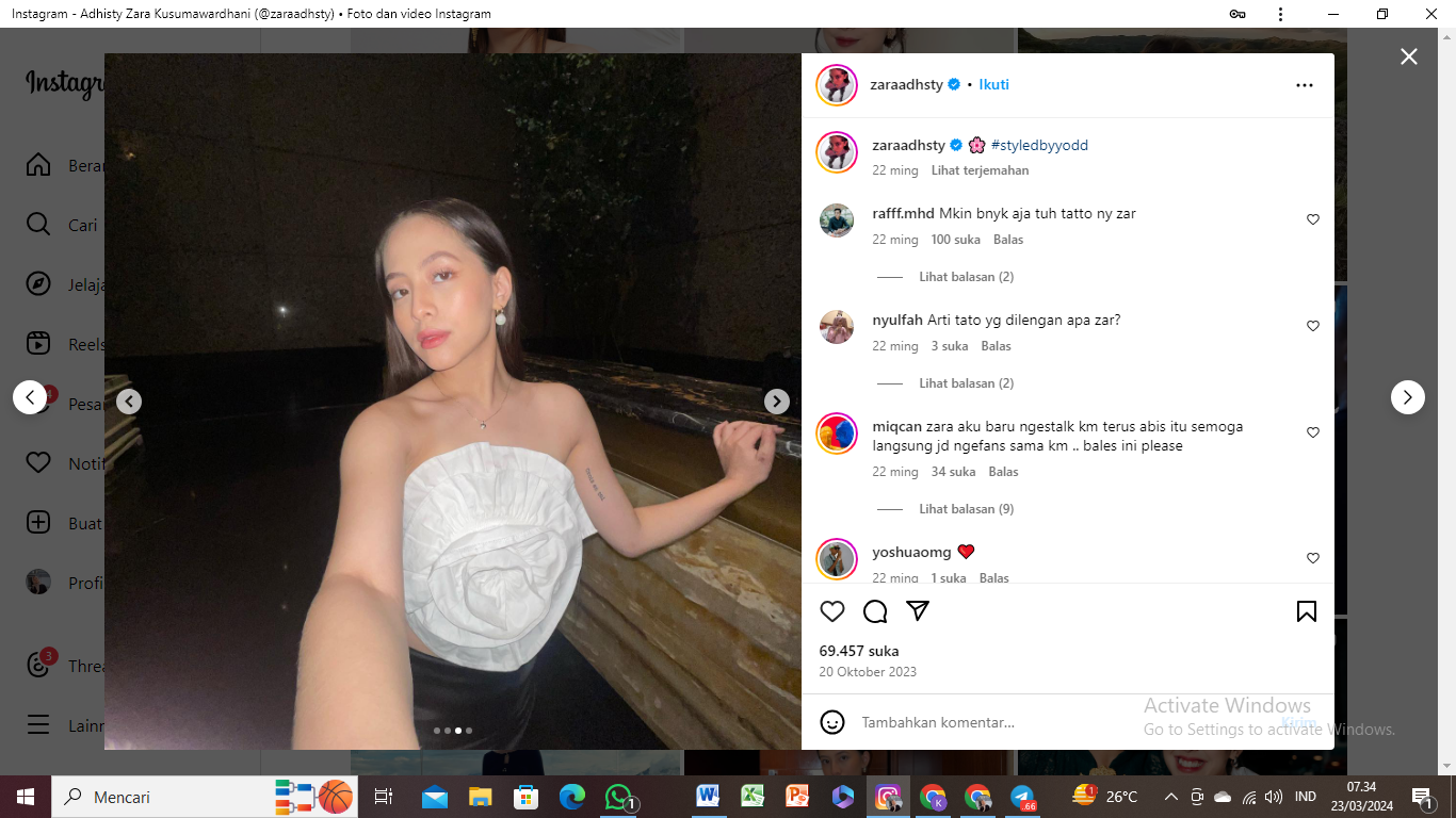 Sosok Adhisty Zara pemeran Dara pada Film Dua Garis Biru. Sebelum Film Dua Hati Biru