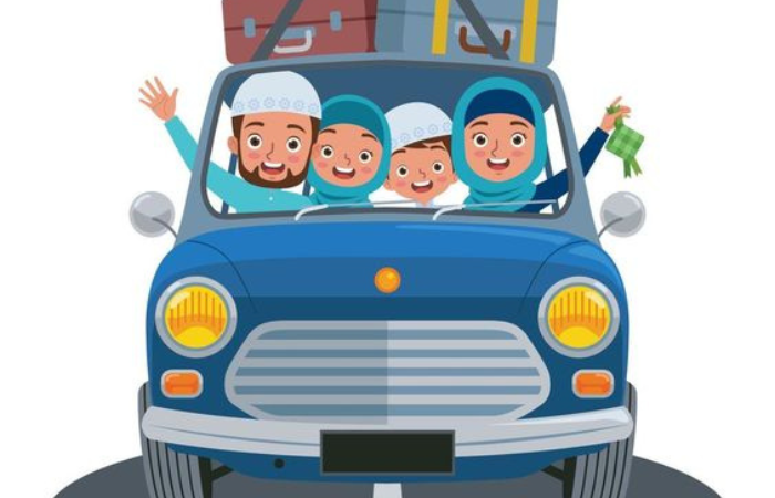 Ilustrasi mudik lebaran bersama keluarga
