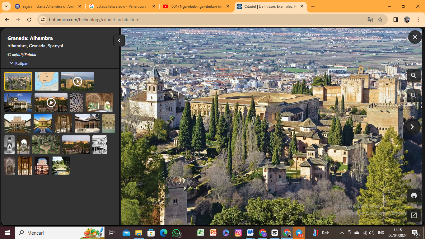 Visualisasi bangunan Kerajaan Alhambra di Granada Spanyol