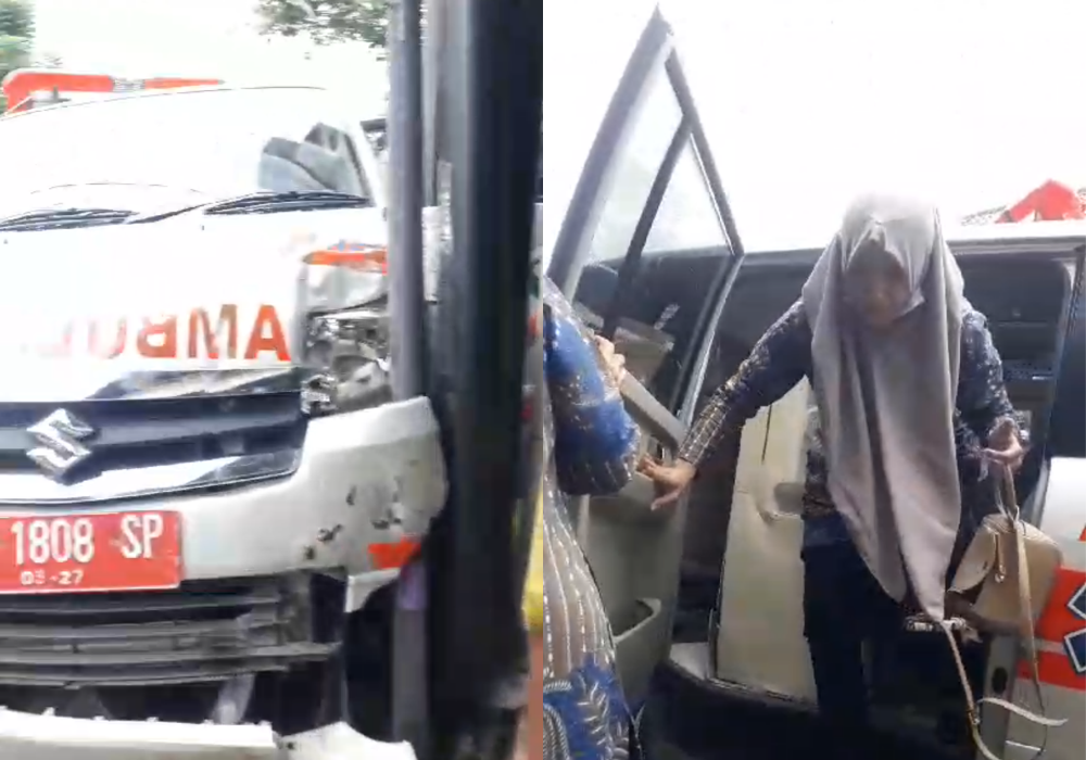 Tangkapan layar video yang beredar di WA pasca kecelakaan mobil ambulans di Tulungagung.