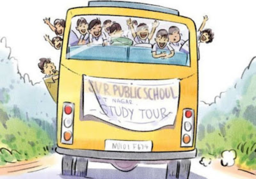 Ilustrasi bus study tour.