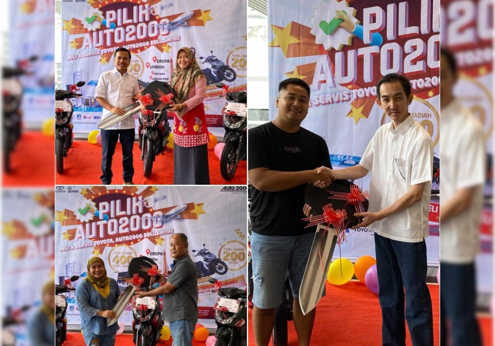 BERUNTUNG : Para Pemenang yang mendaptkan sepeda motor Rio Aditya (Blitar), Mutrofin (Trenggalek), Monang Sianturi (Tulungagung)