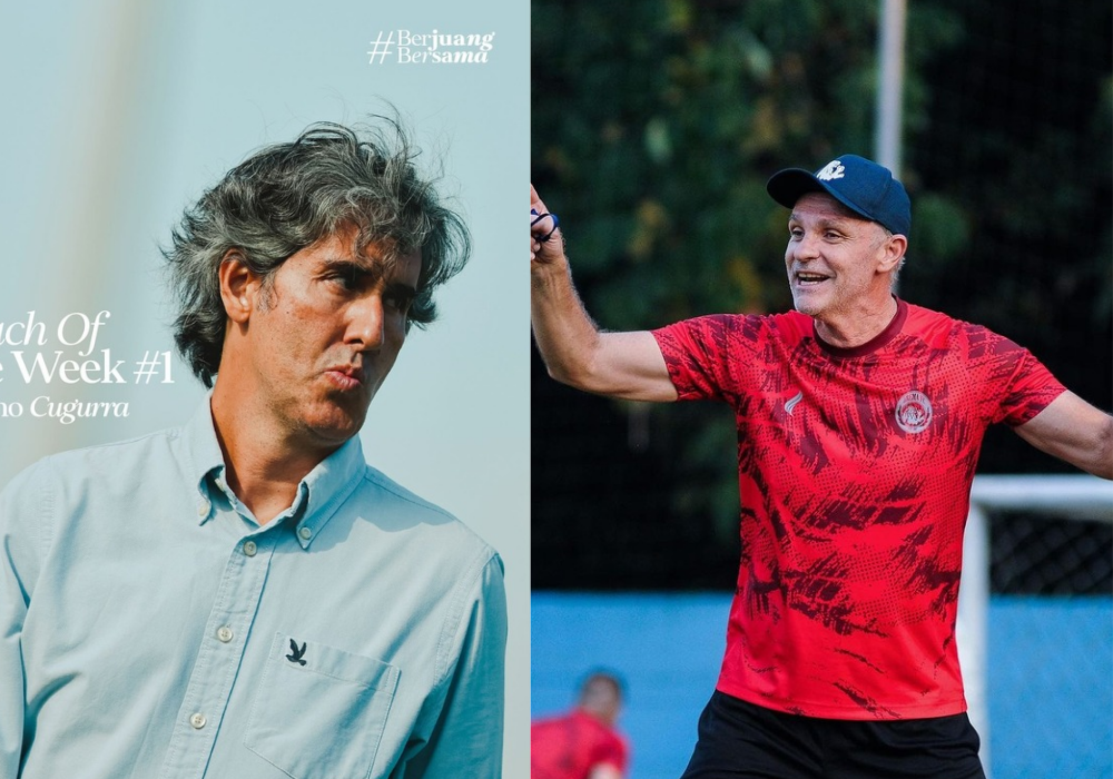 Kolese foto pelatih Bali United Stefano Cugurra dan pelatih Arema FC Joel Cornelli.
