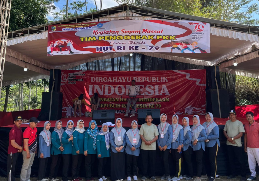 RUKUN: Masyarakat Desa Penjor, Kecamatan Pagerwojo, dengan penuh kekompakan mengikuti setiap acara yang dilaksanakan untuk memperingati PHBN tahun 2024.