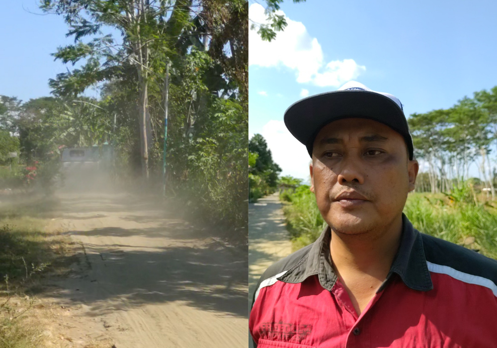 Salah satu warga Desa Simo, Kecamatan Kedungwaru, mengeluhkan dampak polusi debu usai acara pengajian Gus Iqdam.