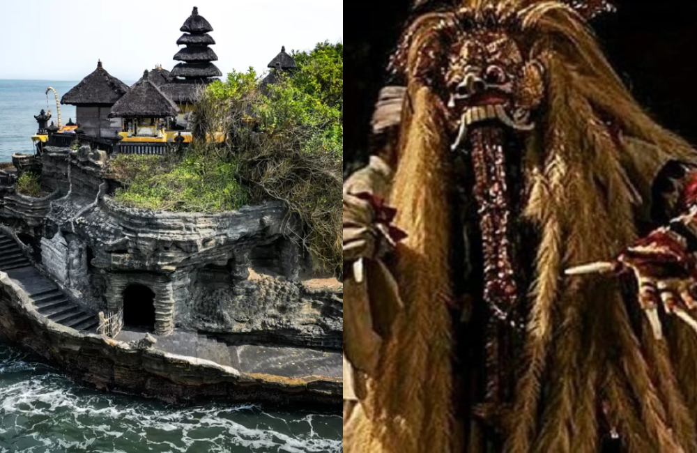 Ilustrasi Pura di Bali dan Leak Bali.