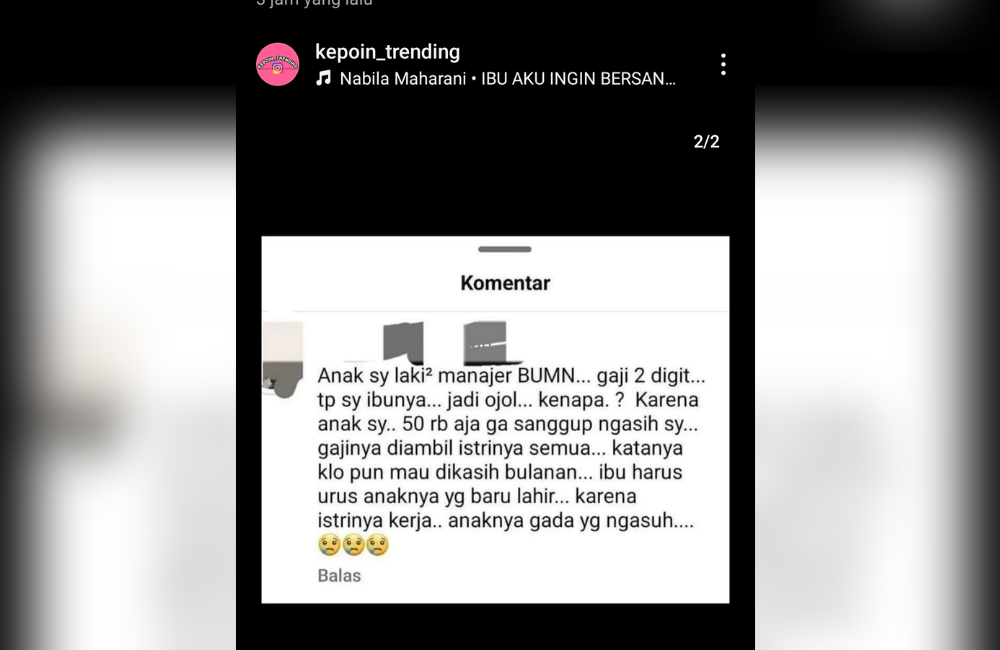 Isi curahan hati seorang ibu ojol yang sedang viral di sosmed.