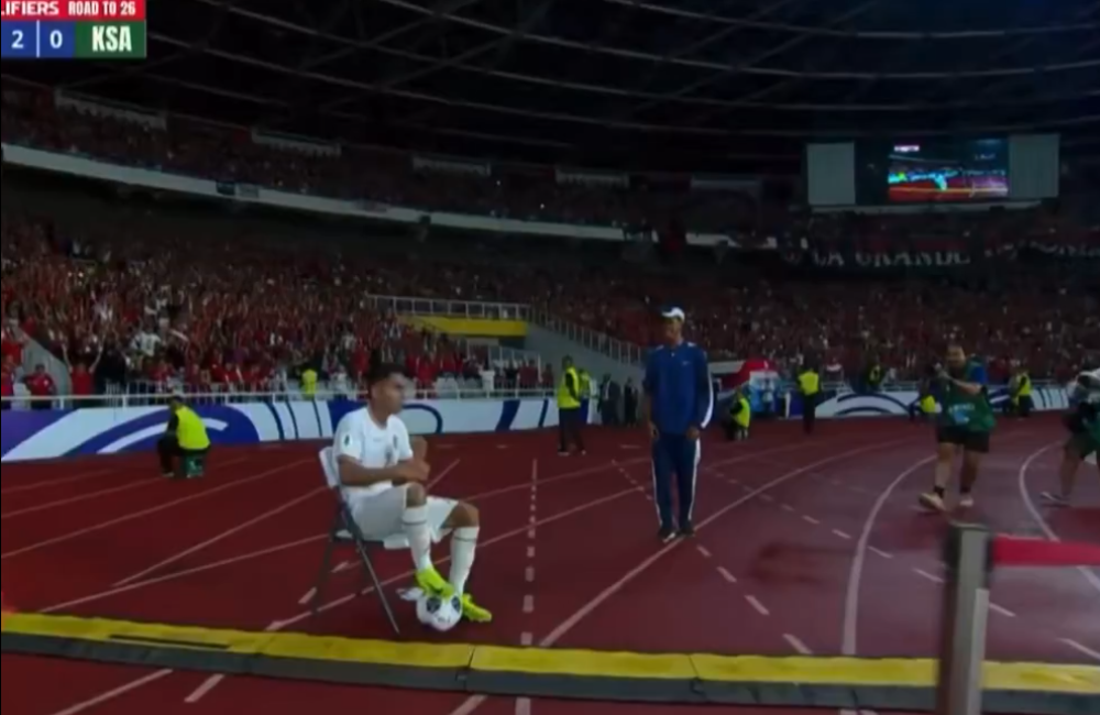 Selebrasi Marcelino Ferdinan usai mencetak gol ke-2, ketika berlaga melawan Arab Saudi.