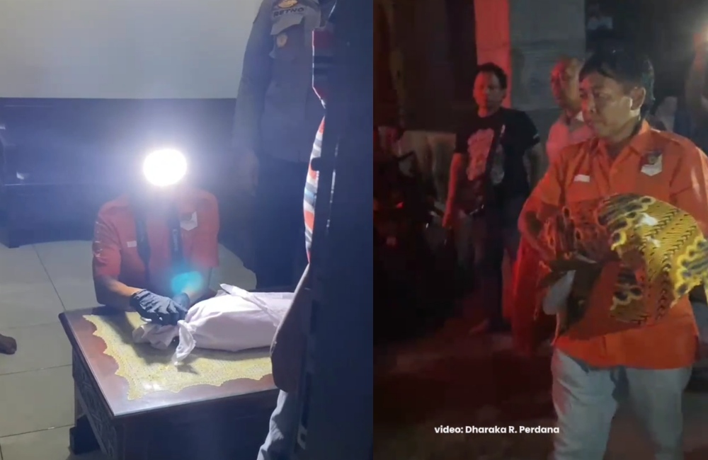 Tim INAFIS Polres Tulungagung mengevakuasi jasad bayi yang dilahirkan di kamar mandi, Desa Pacuk, Kecamatan Pakel, Tulungagung.