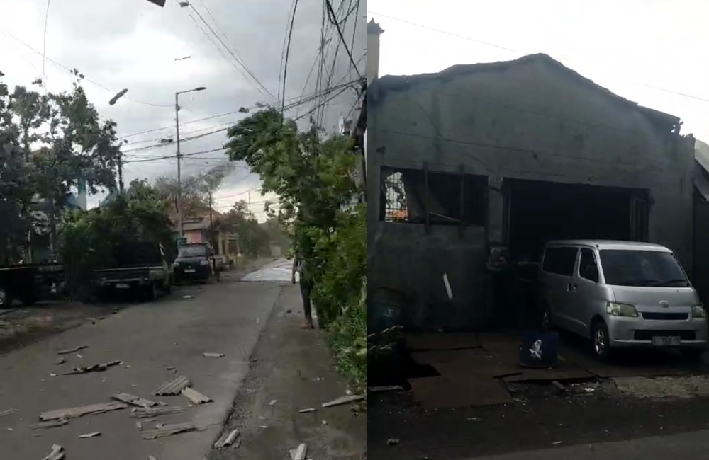 Kolase dampak hempasan angin puting beliung di Desa Ngingas, Kecamatan Waru, Sidoarjo.