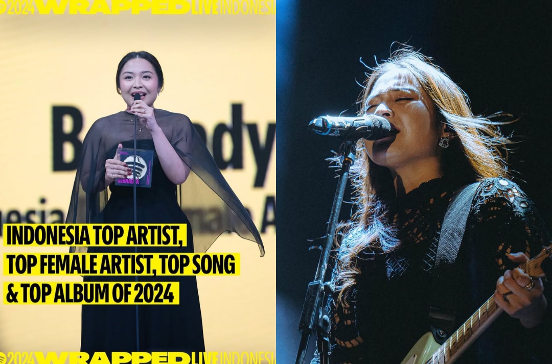 Bernadya saat menerima penghargaan di ajang Spotify Wrapped Live Indonesia 2024