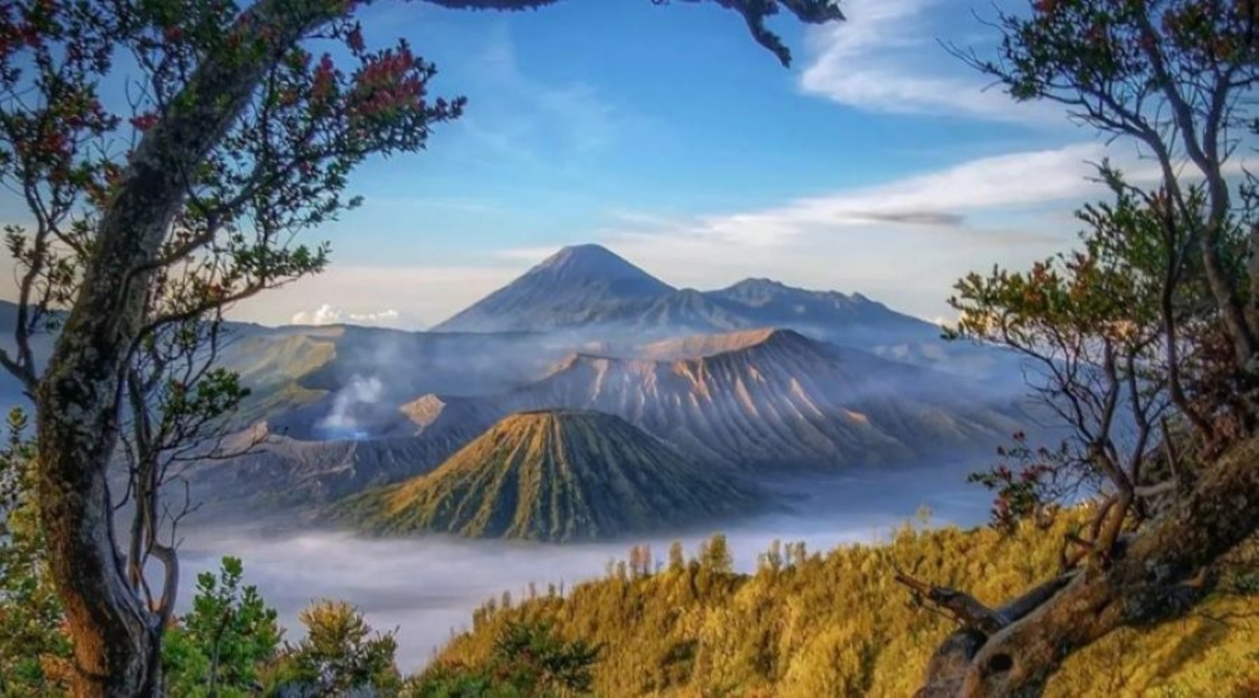 Panorama Gunung Bromo dengan latar belakang Gunung Semeru (travel24.id)