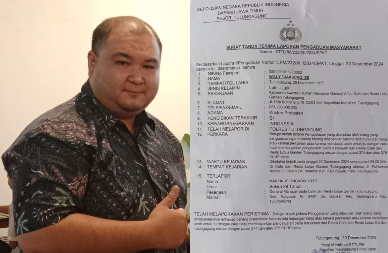 Mantan General Manager Lotus Garden, Martinus, diduga lakukan penggelapan dana dalam jabatam.