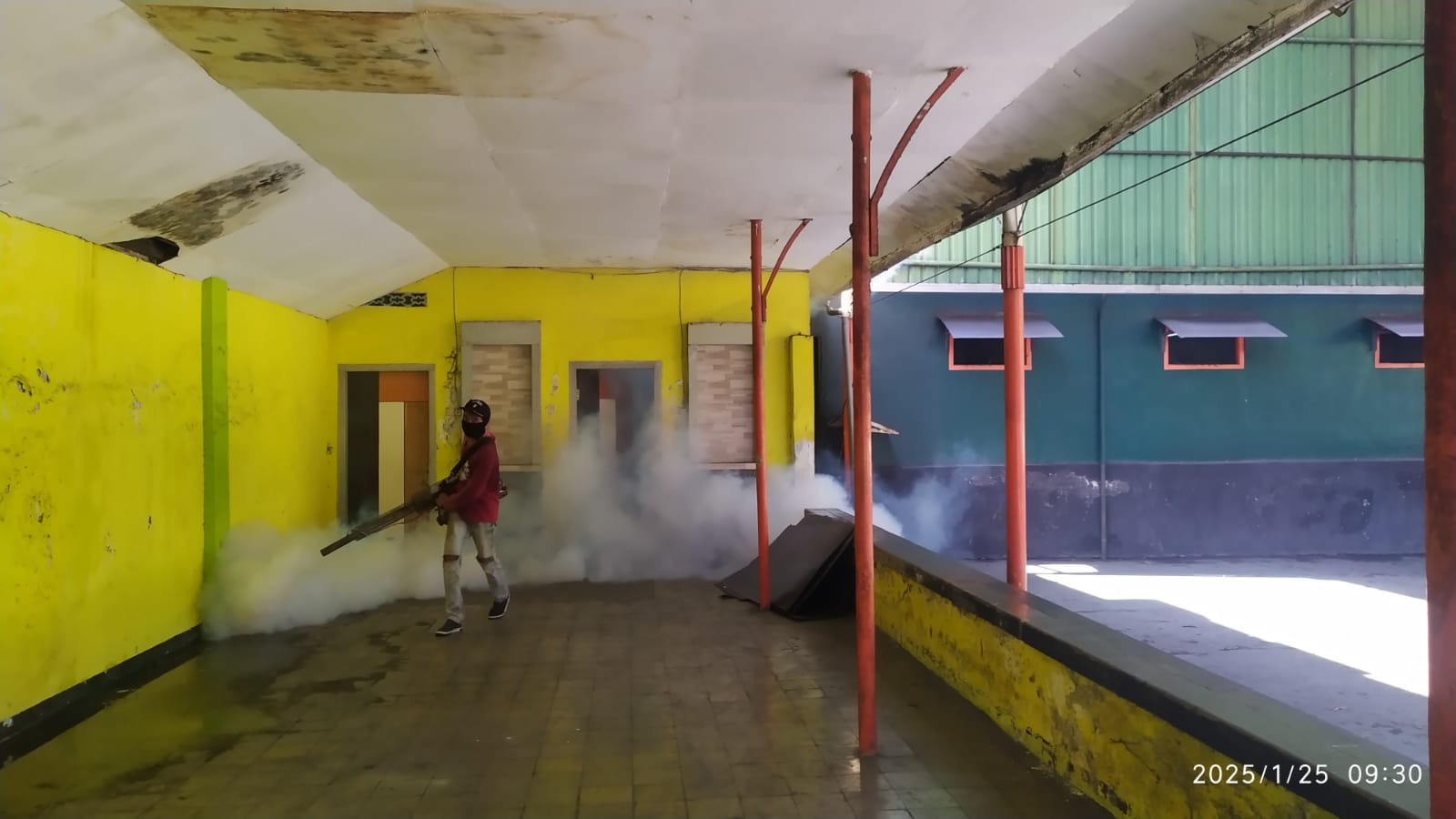 FOGING : PG Modjopanggoong melakukan pemberantasan sarang nyamuk di lingkup pabrik.