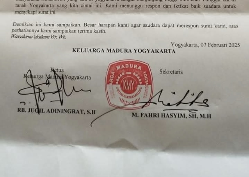 Keluarga Madura Yogyakarta layangkan surat menantang etnis Papua lakukan carok
