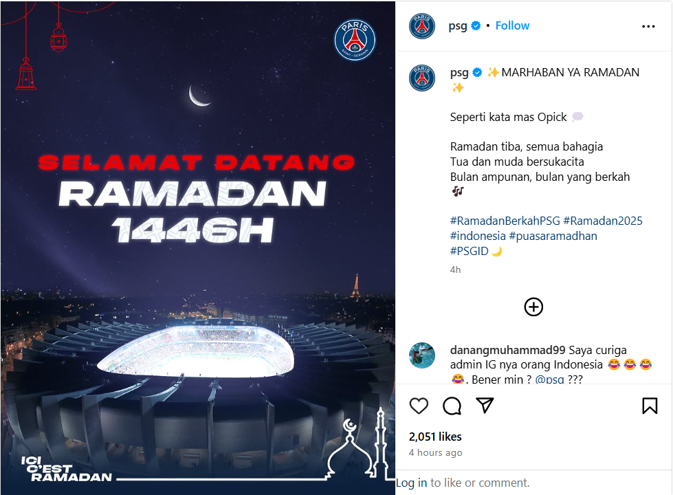foto: tangkapan layar instagram.com/psg