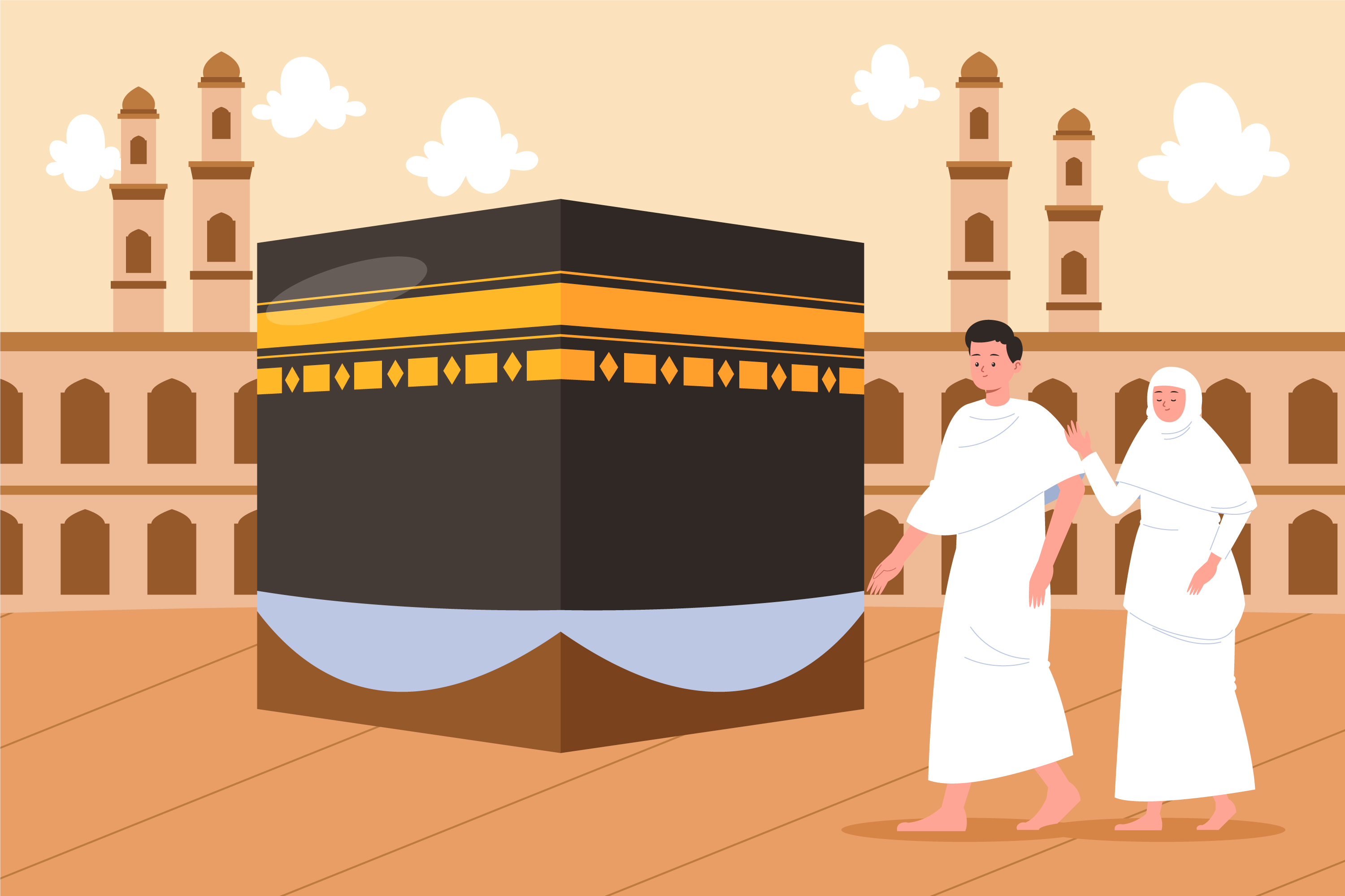 Ilustrasi jemaah haji saat berada di Masjidil Haram. (FREEPIK)