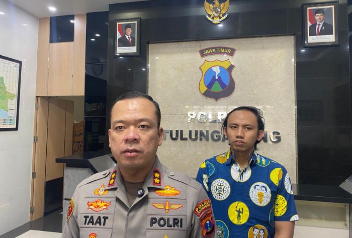 Kapolres Tulungagung saat mengungkap kasus dugaan pencabulan di pondok pesantren Tulungagung