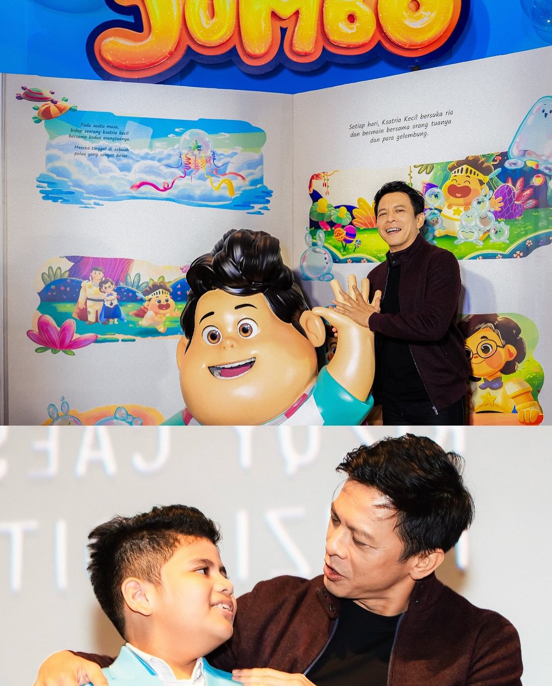 Potret Ariel Noah bersama Prince Poetiray dan karakter Don dalam film Jumbo.(instagram.com/arielnoah)